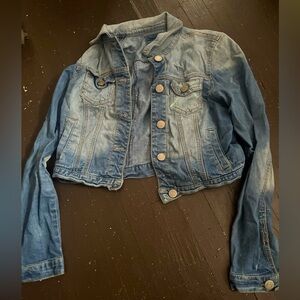 Stylish Blue Cropped Denim Jacket